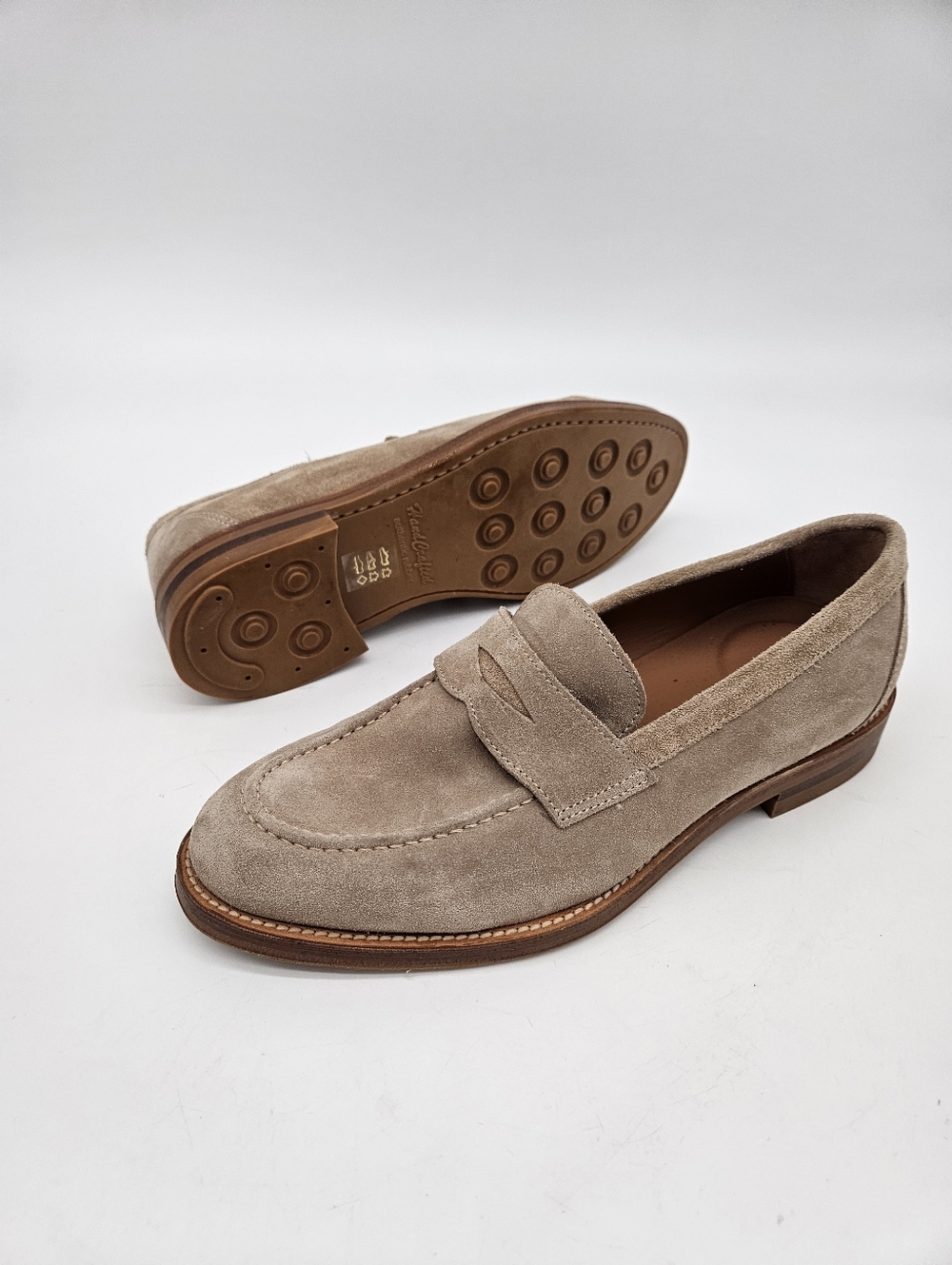 GENTLE SOULS Porto Penny Loafer Sand Suede Mens Sz 7 Made in Portugal
